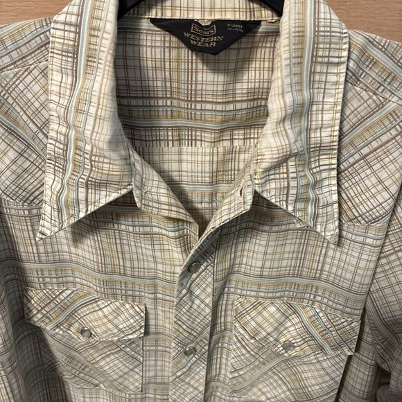 Sears Western Wear Shirt Men's XL Pearl Snap Long Sleeve True Vintage Cowboy - Picture 9 of 9